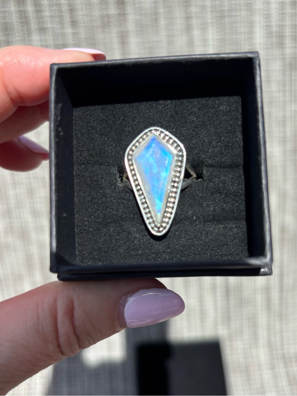 Sterling Silver Moonstone Ring Size 7.5